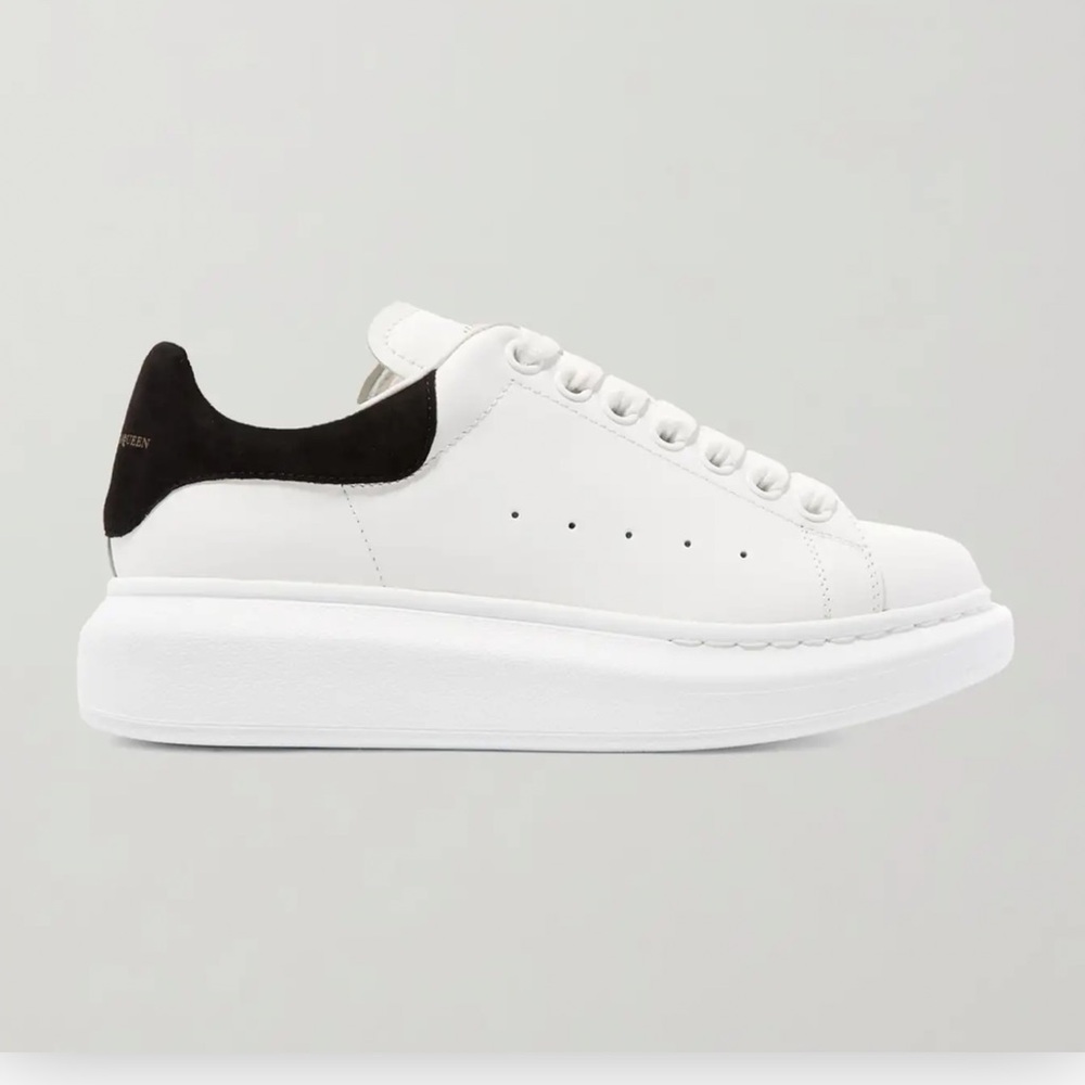 Alexander McQueen White and Black Leather Sneakers